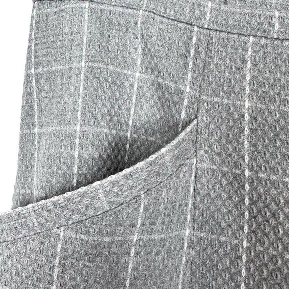 Anthropologie Skinny Trousers Grey Plaid Cropped Pants Women’s 6 TALL Pockets - Picture 7 of 13